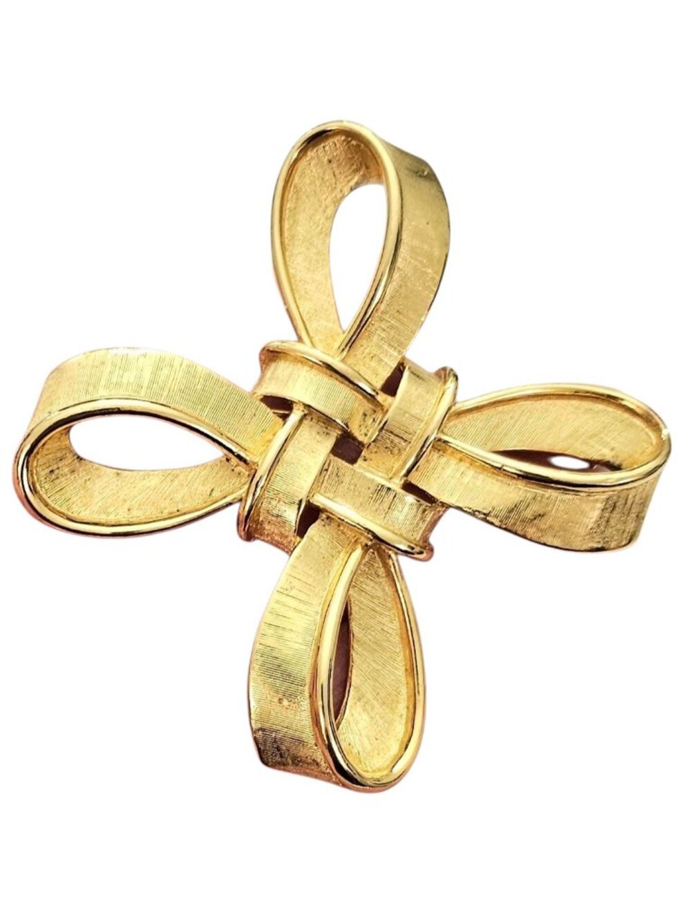 Trifari Gold Tone Maltese Cross Ribbon Brooch Signed,  J109